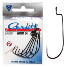 Offset hook Gamakatsu Worm 34 Black # 2/0 6pcs