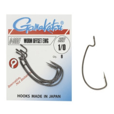 Offset Gamakatsu hook Worm Offset EWG NS Black # 1/0 6pcs