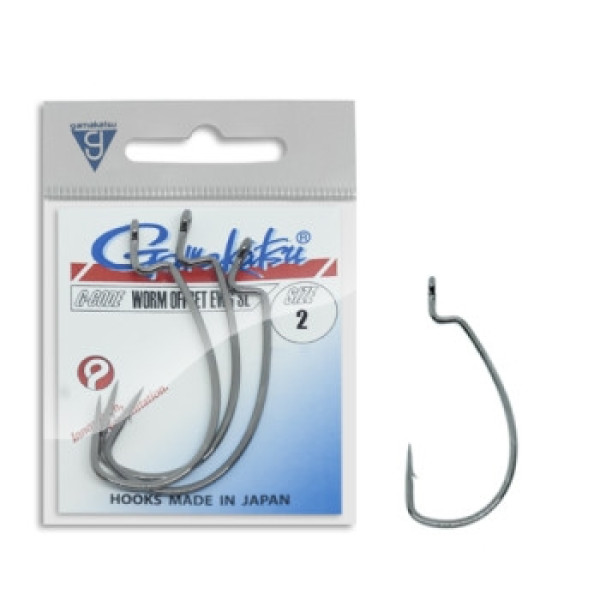 Крючок Gamakatsu офсетный Worm Offset EWG NS Black #2 6шт