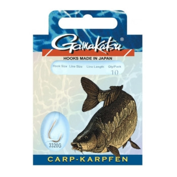 Крючок Gamakatsu BKD-3320G Carp 75cm Gold #6 10шт 0.26mm