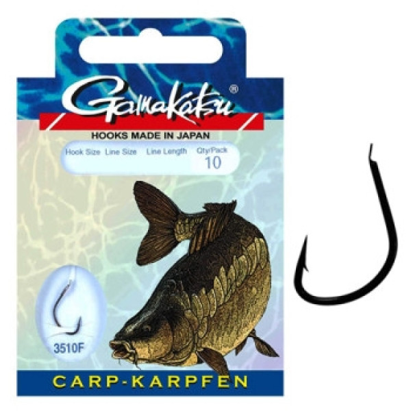 Крючок Gamakatsu BKD-3510F Carp 85cm Black #2 10шт 0.30mm