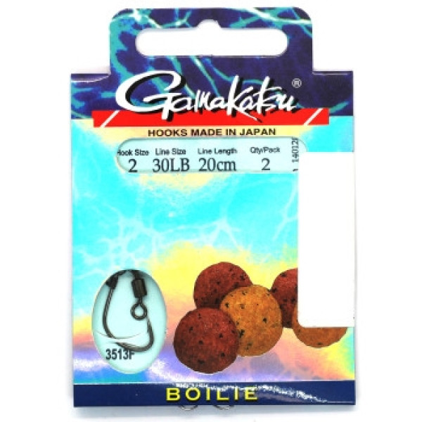 Крючок Gamakatsu BKS-3513F Boilie 20cm Black #2 2шт 0.30mm