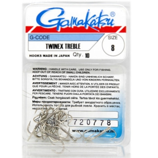 Крючок Gamakatsu тройной Treble Twinex Nickel #8 10шт