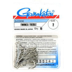 Gamakatsu Hook Triple Treble Twinex Nickel # 2 10pcs