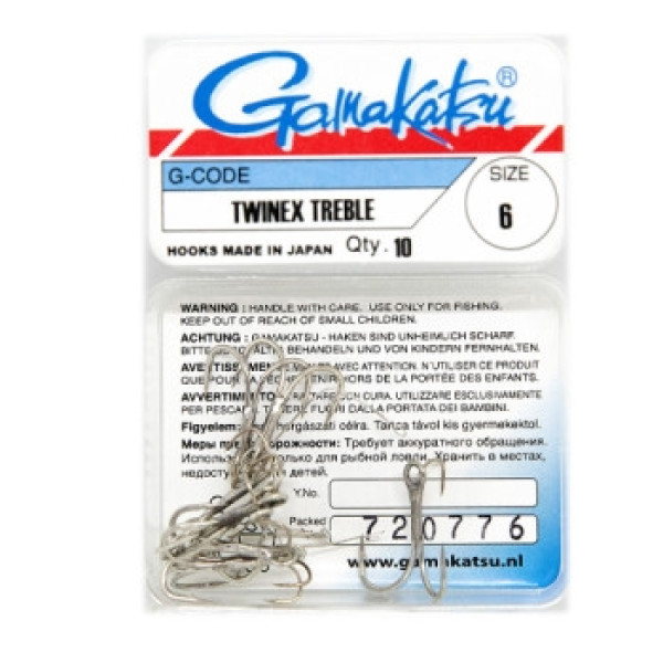Крючок Gamakatsu тройной Treble Twinex Nickel #6 10шт