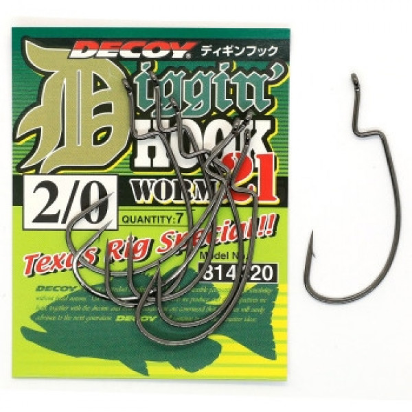 Крючок Decoy Worm 21 Digging Hook 2/0, 7шт