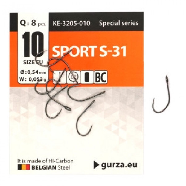 Крючок Gurza с большим ухом Sport S-31 #10 BC 8pc