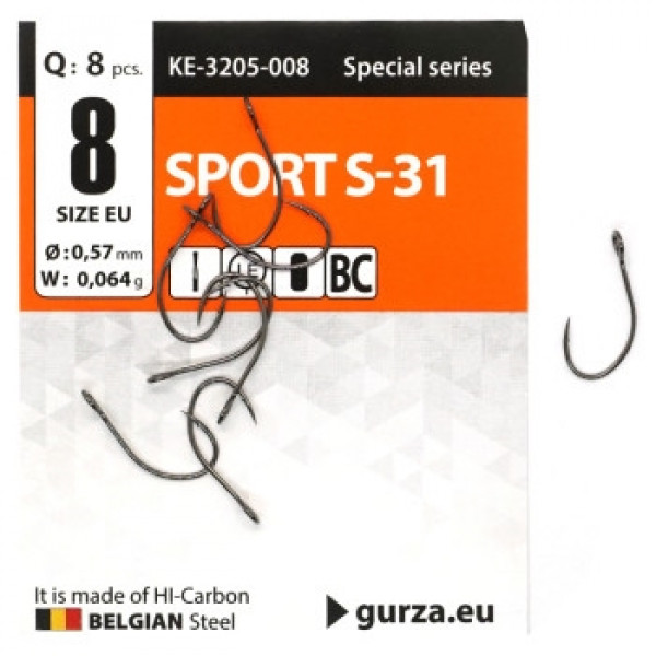 Крючок Gurza с большим ухом Sport S-31 #8 BC 8pc