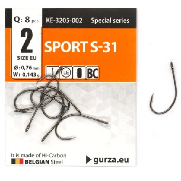 Гачок Gurza з великим вухом Sport S-31 #2 BC 8pc