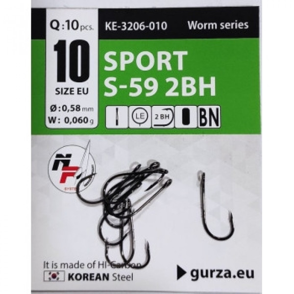 Гачок Gurza з великим вухом Sport S-59 #10 BC 8pc