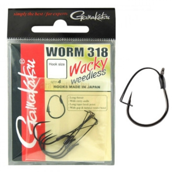 Крючок с незацепляйкой  WORM 318 Wacky Weedless Size 1  4