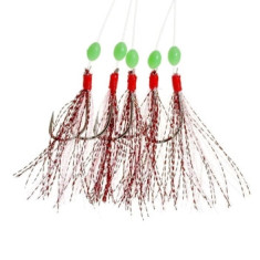 Морской монтаж Fladen Feather Rig Sparkling Red Silver 5 Hooks size 4