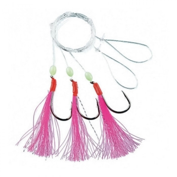 Морской монтаж Fladen Featherrig Pink With Beeds 5 hooks size 6