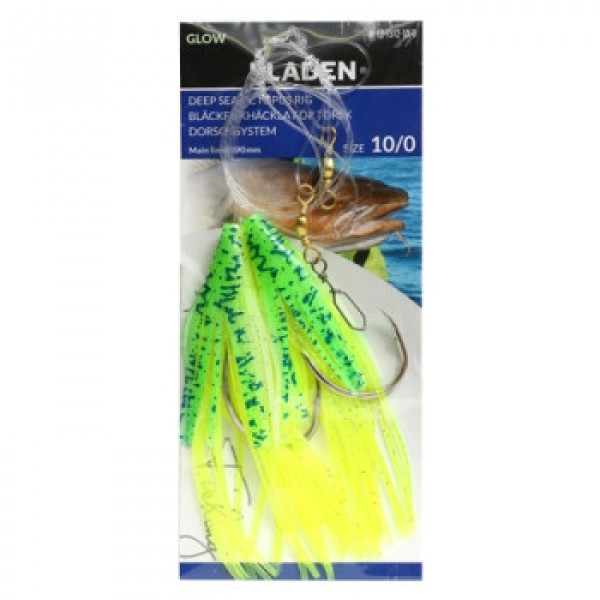 Морський монтаж Fladen Glowing Squids green hook size 10