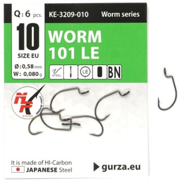 Офсетный крючок Gurza Worm 101 LE #10 BN 6pc