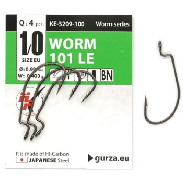 Офсетный крючок Gurza Worm 101 LE #1/0 BN 4pc