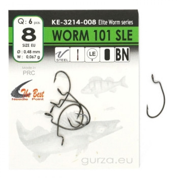 Офсетный крючок Gurza Worm 101 SLE #8 BN 6pc