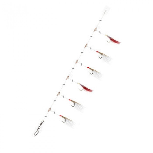 Оснащення Daiwa Grand Wave Mackerel Rig 360° 135cm 0.4/0.6mm #2/0 White Red