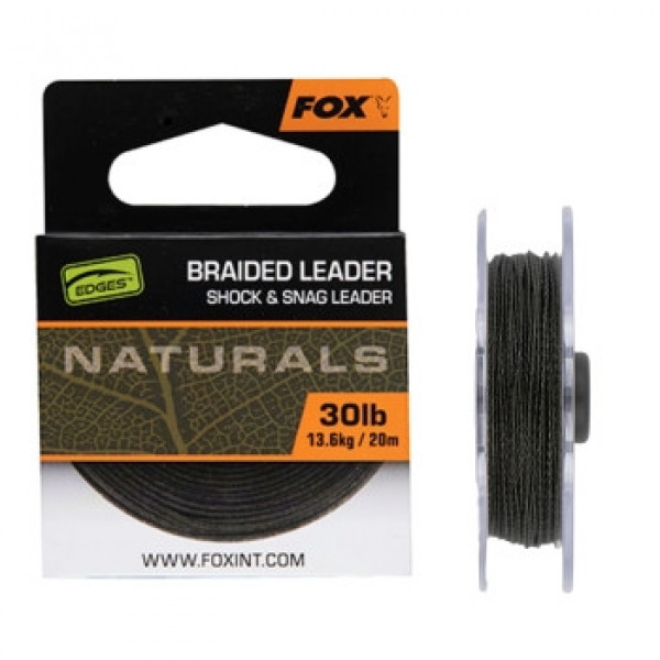 Поводочный материал Fox Edges Naturals Braided Leader 20m 13.6kg/30lb