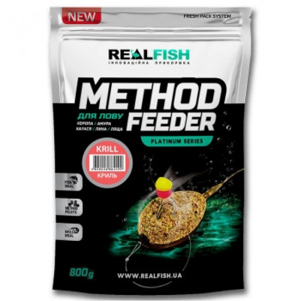 Прикормка Real Fish Метод Фидер Криль 0.8kg