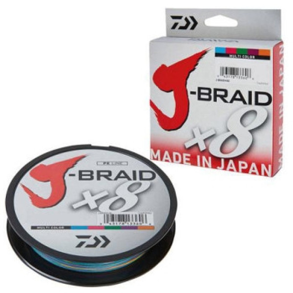 Шнур Daiwa J-Braid X8 Multicolor 300m 18.0kg 0.24mm #3.0