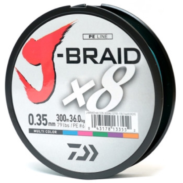 Шнур Daiwa J-Braid X8 0,35mm-300m MULTI COLOR