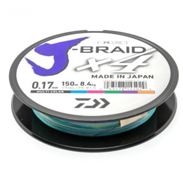 Шнур Daiwa J-Braid X4E 0,17mm 150m Multi Color