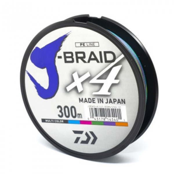 Шнур Daiwa J-Braid X4E 0.19mm 300m Multi Color