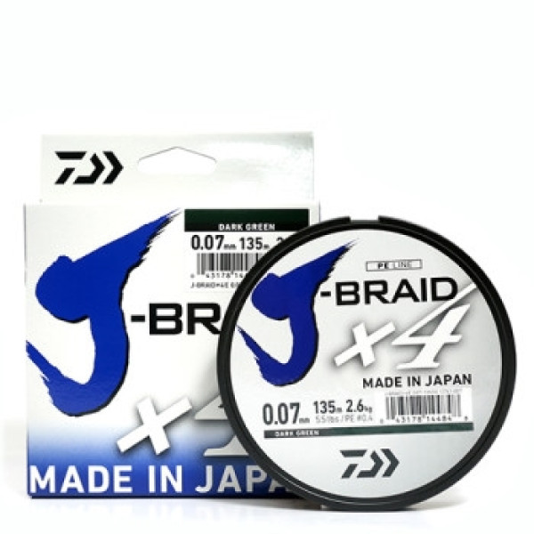 Шнур Daiwa J-Braid X4E 0,10mm 135m Dark Green