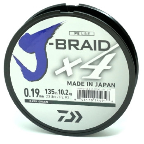 Шнур Daiwa J-Braid X4E 0,19mm 135m Dark Green