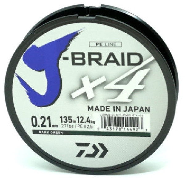 Шнур Daiwa J-Braid X4E 0,21mm 135m Dark Green