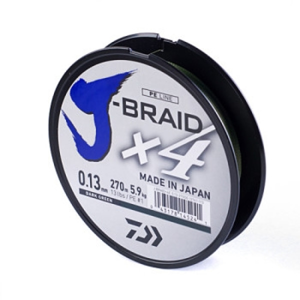 Шнур Daiwa J-Braid X4E 0,13mm-270m Dark Green