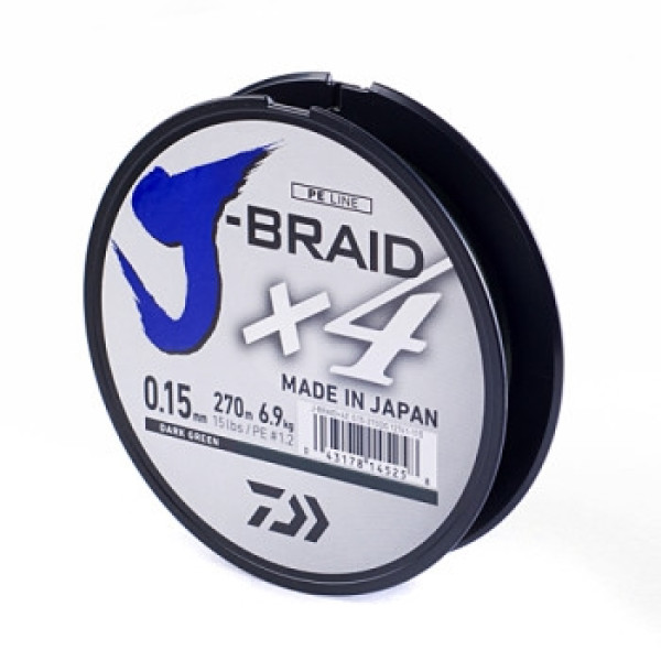 Шнур Daiwa J-Braid X4E 0,15mm-270m Dark Green