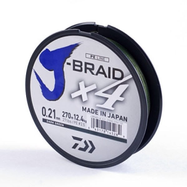 Шнур Daiwa J-Braid X4E 0,21mm-270m Dark Green