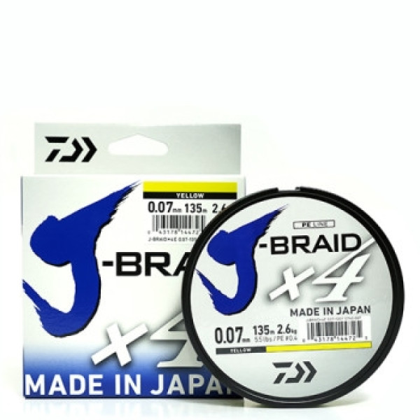 Шнур Daiwa J-Braid X4E 0,10mm 135m Yellow