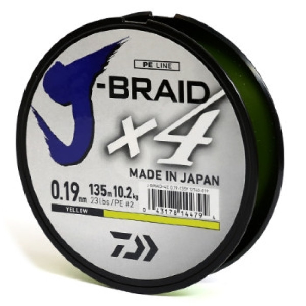 Шнур Daiwa J-Braid X4E 0,19mm 135m Yellow