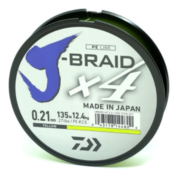 Шнур Daiwa J-Braid X4E 0,21mm-135m yellow