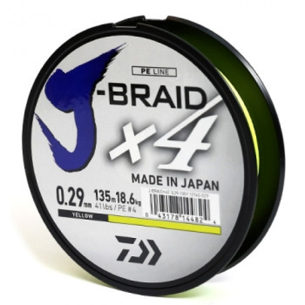 Шнур Daiwa J-Braid X4E 0,29мм-135м yellow