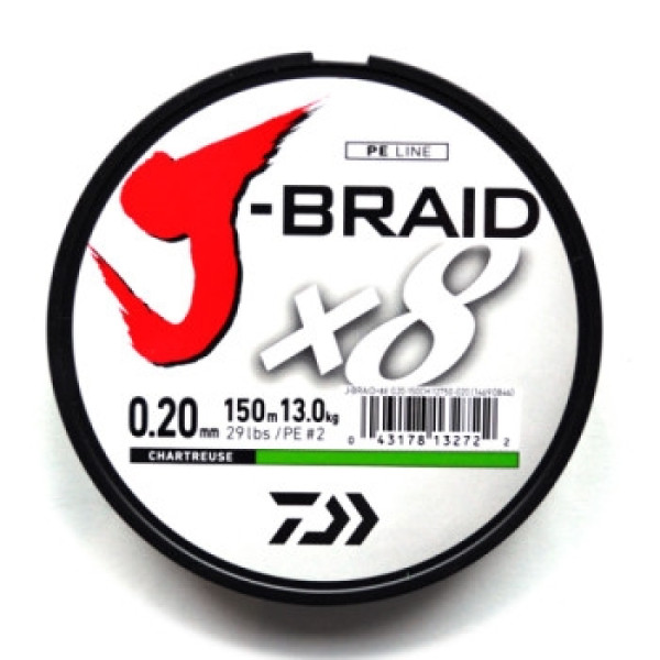 Шнур Daiwa J-Braid X8 0,2mm-150m CHARTREUSE