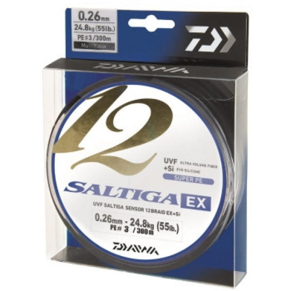 Шнур Daiwa Saltiga 12 Braid EX+SI Multicolor 300m 12.2kg 0.14mm #1.2