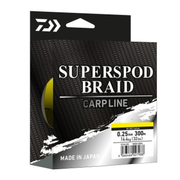 Шнур Daiwa Superspod Braid 300m Hi-Vis Yellow 14.4kg 0.25mm