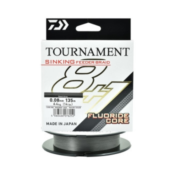 Шнур Daiwa Tournament Sinking Feeder Braid 8+1 135m Steel Grey 6.4kg 0.08mm