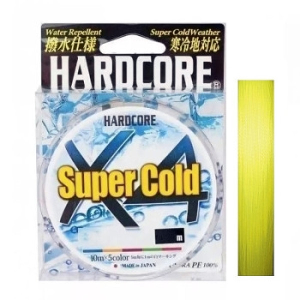 Шнур Duel Hardcore Super Cold X4 150m Hi-Vis Yellow 10.0kg 0.21mm #1.5