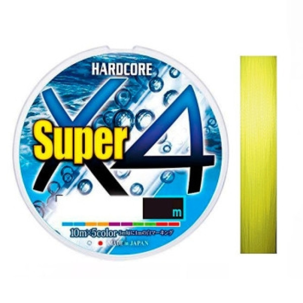Шнур Duel Hardcore Super X4 150m Hi-Vis Yellow 8.0kg 0.17mm #1.0