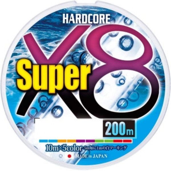 Шнур Duel Hardcore Super X8 200m 0.15mm 7.0kg 5Color #0.8
