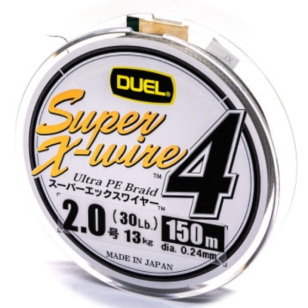Шнур Duel Super X-Wire 4 150m 0.24mm 13kg Silver #2.0