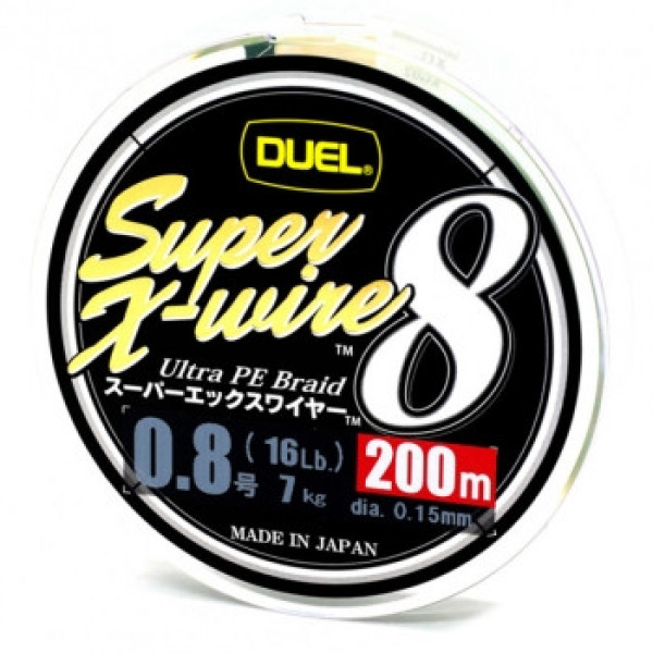 Шнур Duel Super X-Wire 8 200m 5Color Yellow Marking 9.0kg 0.17mm #1.0