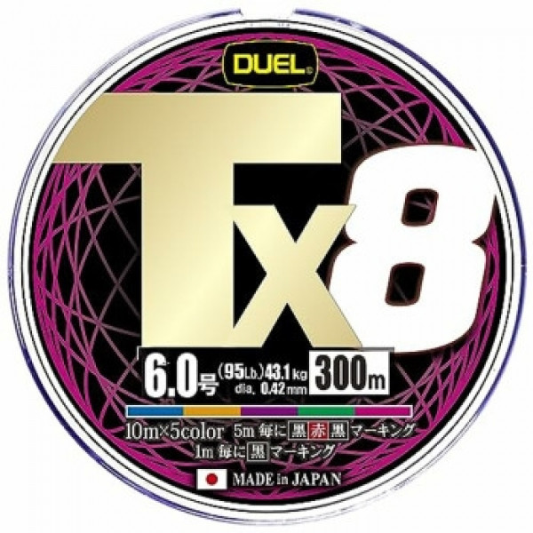 Шнур Duel Tx8 300m 5Color 43.1kg 0.42mm #6.0