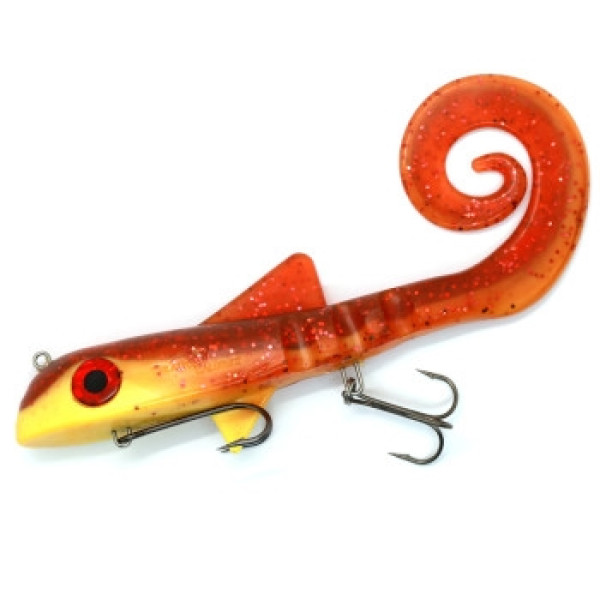 Силикон Dragon Helix PRO 100g/3 1/2 oz 9" 22.5cm 1pcs #Super Yellow/Mot.Oli  Red Glitter