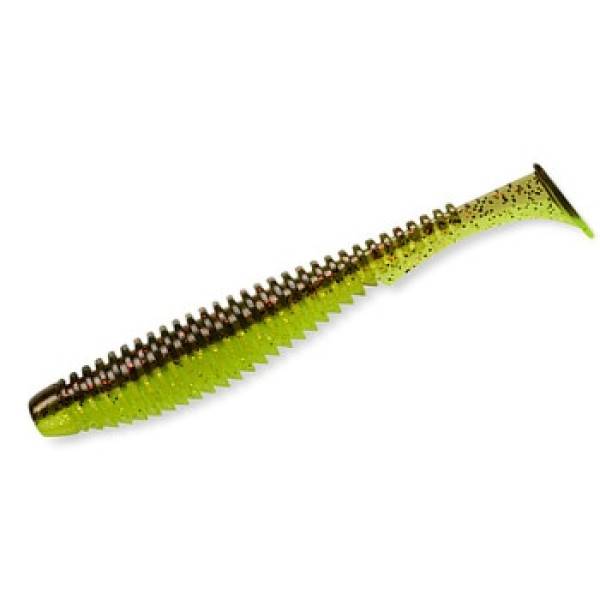 Силікон FishUp U-Shad 4" 8pc #203 Green Pumpkin/Flo Chartreuse